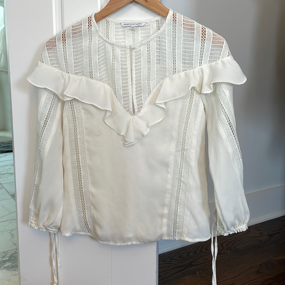 Rebecca Minkoff Eyelet Knit Lace with Ruffle Top